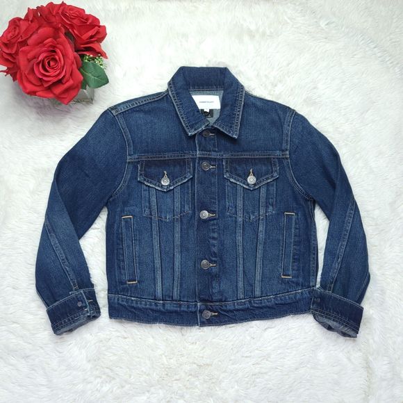 NWT$328 Current / Elliott Baby Trucker Cropped Denim Jean Jacket Blue Women 1 XS - Picture 1 of 12